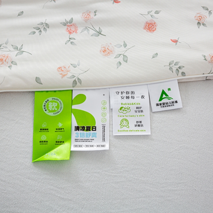 91家纺网 家纺一手货源 找家纺 2026新款3D数码印花有氨凉感丝夏被冰丝夏凉被空调被填充大豆纤维夏被 花香漫语