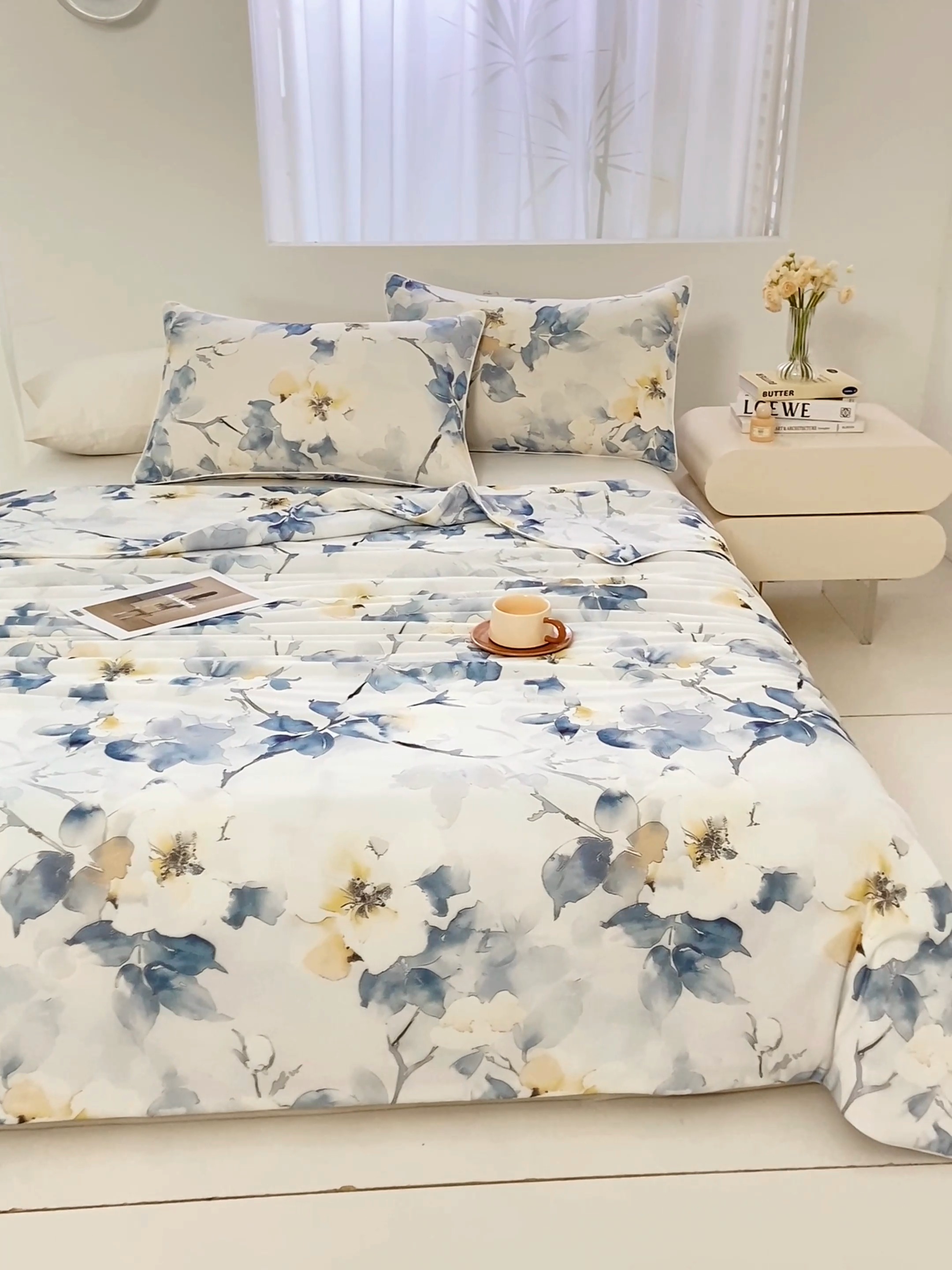 91家纺网 家纺一手货源 找家纺 2026新款3D数码印花有氨凉感丝夏被冰丝夏凉被空调被填充大豆纤维夏被 满心欢喜