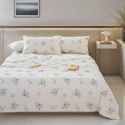 2026新款3D数码印花有氨凉感丝夏被冰丝夏凉被空调被填充大豆纤维夏被 烟雨霓裳