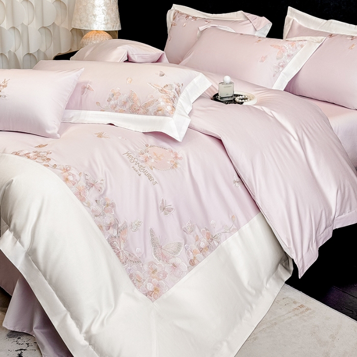 91家纺网 家纺一手货源 找家纺 （总）春夏新品高档礼盒装50*50S贡缎长绒棉刺绣花四件套100%纯棉全棉床单床笠款量大价优