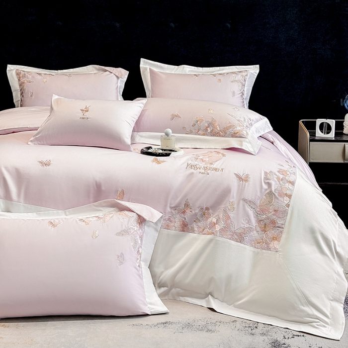 91家纺网 家纺一手货源 找家纺 （总）春夏新品高档礼盒装50*50S贡缎长绒棉刺绣花四件套100%纯棉全棉床单床笠款量大价优