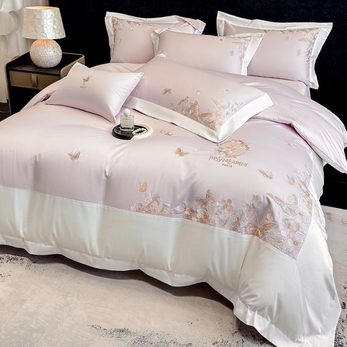 91家纺网 家纺一手货源 找家纺 （总）春夏新品高档礼盒装50*50S贡缎长绒棉刺绣花四件套100%纯棉全棉床单床笠款量大价优