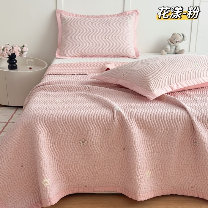 91家纺网 家纺一手货源 找家纺 莫代尔双面天丝床盖三件套200*230CM微凉感厚床单榻榻米防滑炕盖