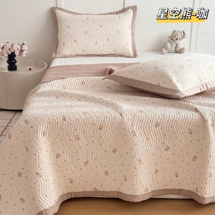 91家纺网 家纺一手货源 找家纺 莫代尔双面天丝床盖三件套200*230CM微凉感厚床单榻榻米防滑炕盖