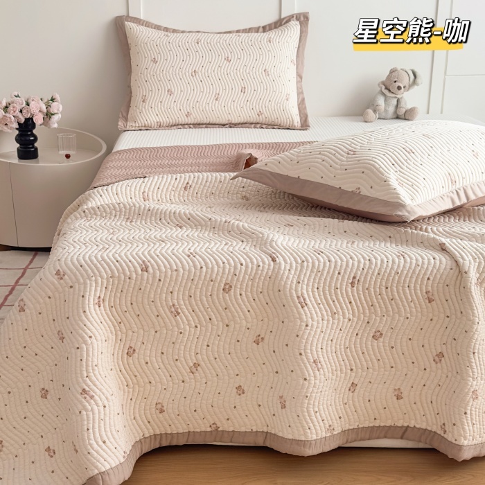 91家纺网 家纺一手货源 找家纺 莫代尔双面天丝床盖三件套230*250CM微凉感厚床单榻榻米防滑炕盖