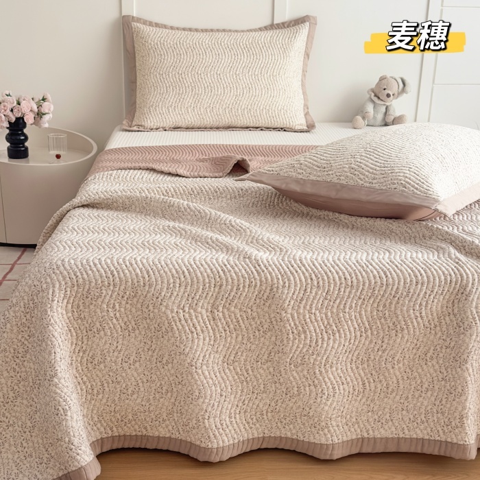 91家纺网 家纺一手货源 找家纺 莫代尔双面天丝床盖三件套200*230CM微凉感厚床单榻榻米防滑炕盖