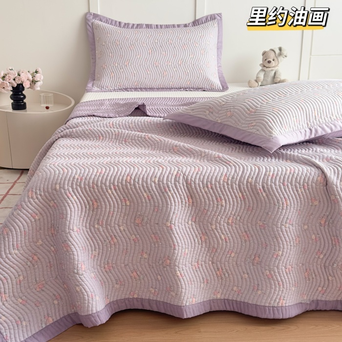 91家纺网 家纺一手货源 找家纺 莫代尔双面天丝床盖三件套230*250CM微凉感厚床单榻榻米防滑炕盖