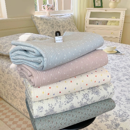 （总）纯棉床盖三件套200*220 夹棉床盖榻榻米双人全棉床盖纯棉床单