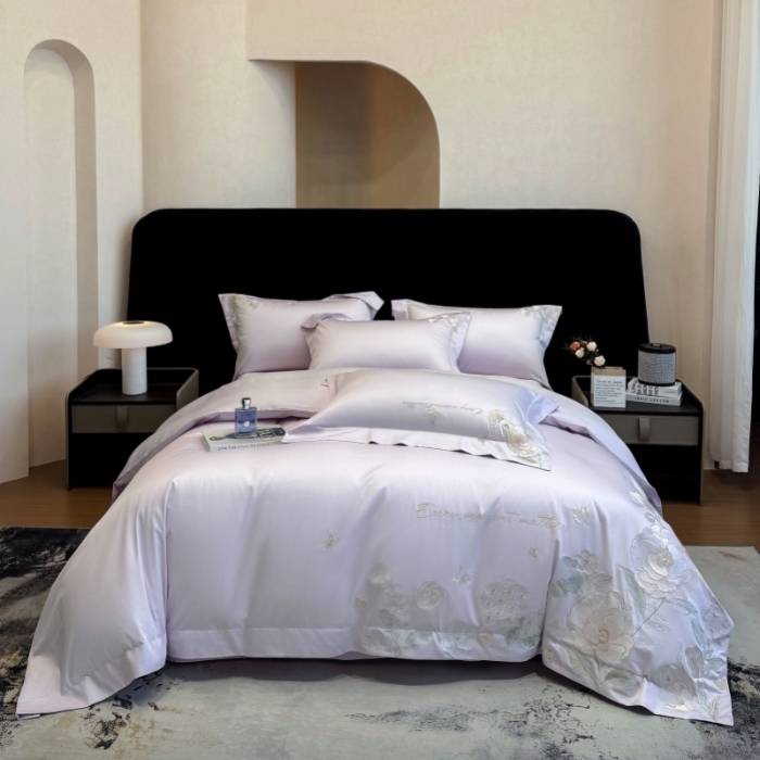 91家纺网 家纺一手货源 找家纺 （总）星蕴家纺 2026新款贡缎50长绒棉绣花四件套-玛格丽