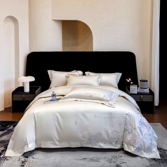 91家纺网 家纺一手货源 找家纺 （总）星蕴家纺 2026新款贡缎50长绒棉绣花四件套-玛格丽