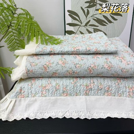 91家纺网 家纺一手货源 找家纺 （总）赫本纯棉床盖三件套 韩国碎花纯棉床盖三件套全棉夹棉床单花边可机洗