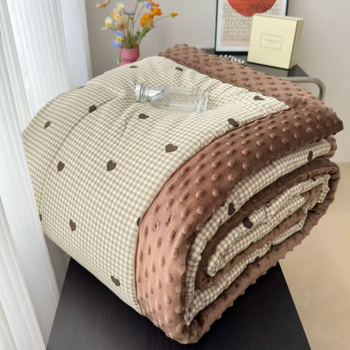 91家纺网 家纺一手货源 找家纺 纯棉双人豆豆被2×2.3米（5.6斤左右）双人大豆被子纯棉冬被