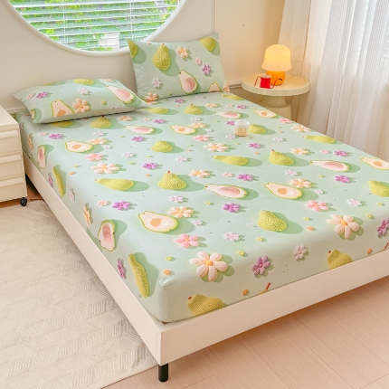 91家纺网 家纺一手货源 找家纺 （总）2026新款5D专版数码印花凉感磨毛单床笠 床笠三件套