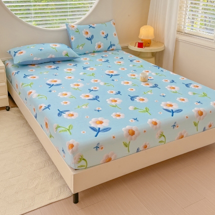 91家纺网 家纺一手货源 找家纺 （总）2026新款5D专版数码印花凉感磨毛单床笠 床笠三件套