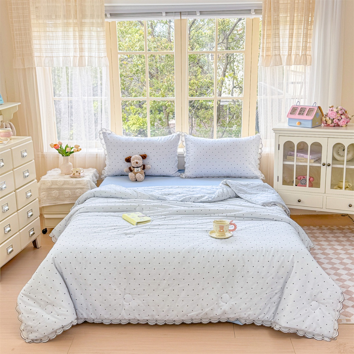 91家纺网 家纺一手货源 找家纺 （总）被窝家纺 2026新款全棉纯棉有氧双层纱多功能夏被夏凉被空调被四件套