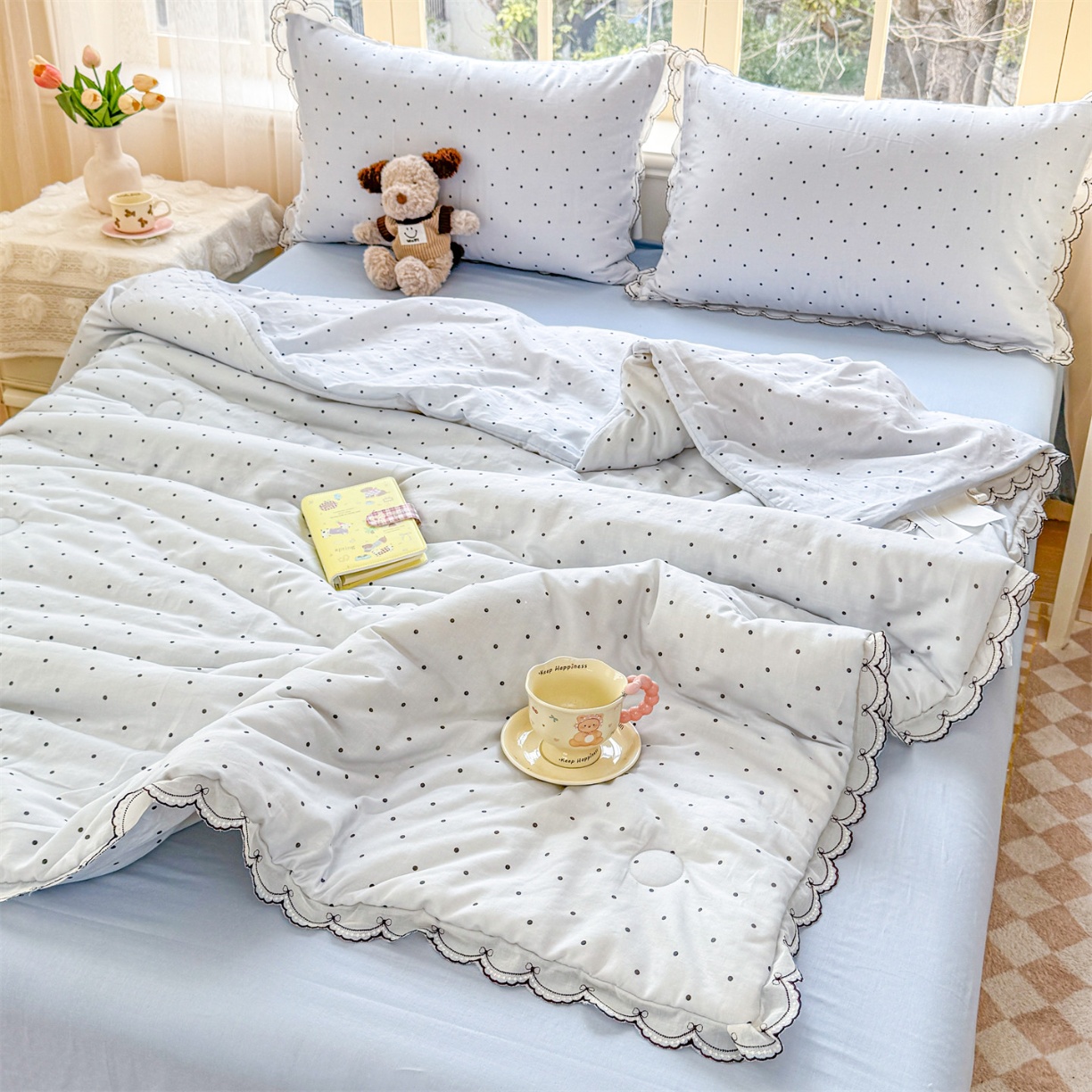 91家纺网 家纺一手货源 找家纺 （总）被窝家纺 2026新款全棉纯棉有氧双层纱多功能夏被夏凉被空调被四件套
