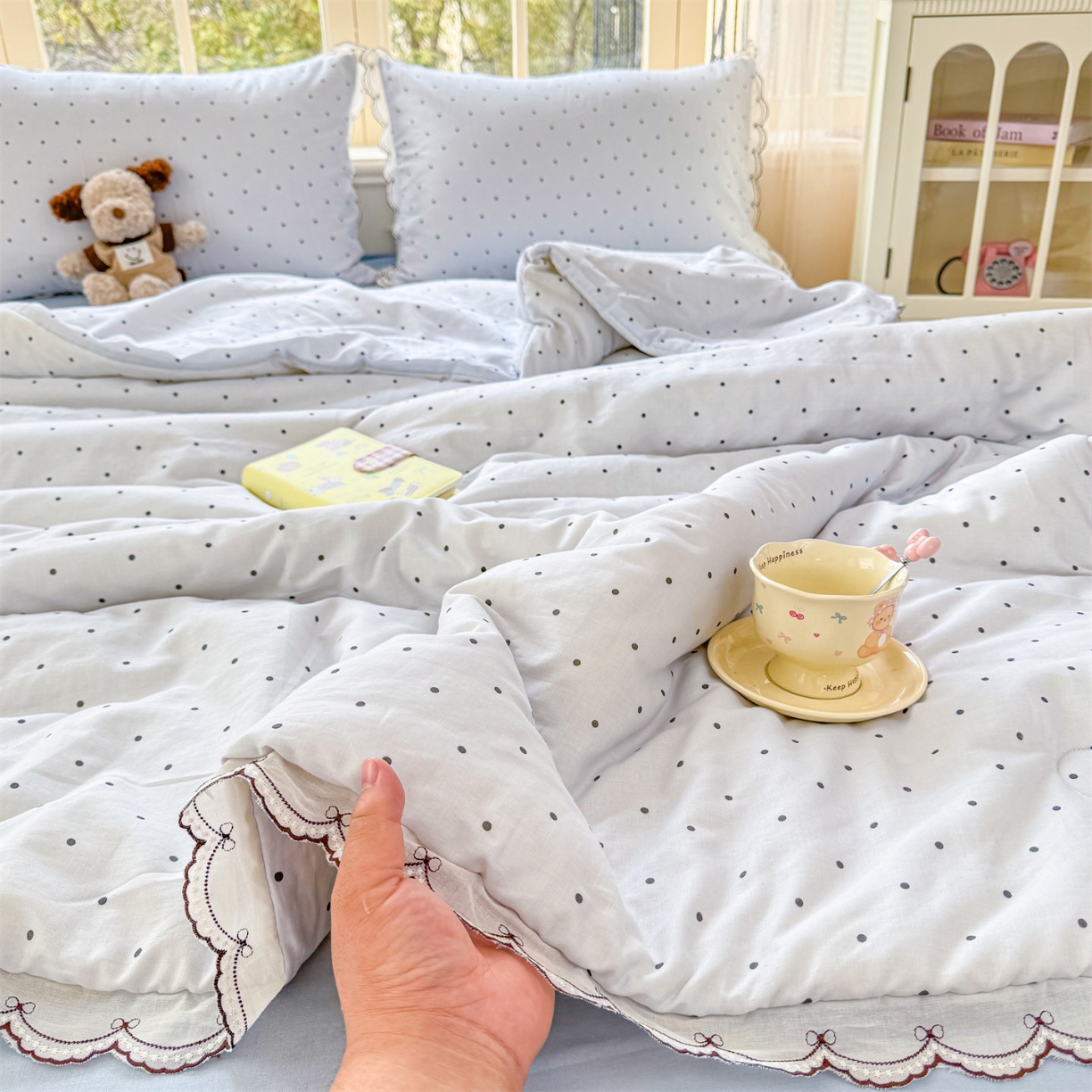 91家纺网 家纺一手货源 找家纺 （总）被窝家纺 2026新款全棉纯棉有氧双层纱多功能夏被夏凉被空调被四件套