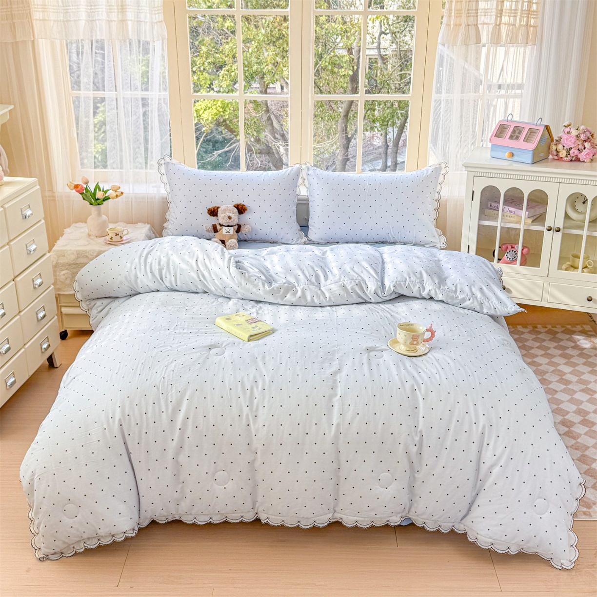 91家纺网 家纺一手货源 找家纺 （总）被窝家纺 2026新款全棉纯棉有氧双层纱多功能夏被夏凉被空调被四件套