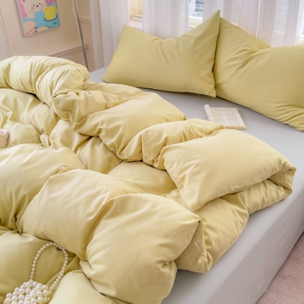 91家纺网 家纺一手货源 找家纺 （总）2026高端轻奢简约100%新疆100支长绒棉纯色双拼全棉纯棉磨毛四件套素色学生宿舍全棉纯棉单被套床单床笠单品