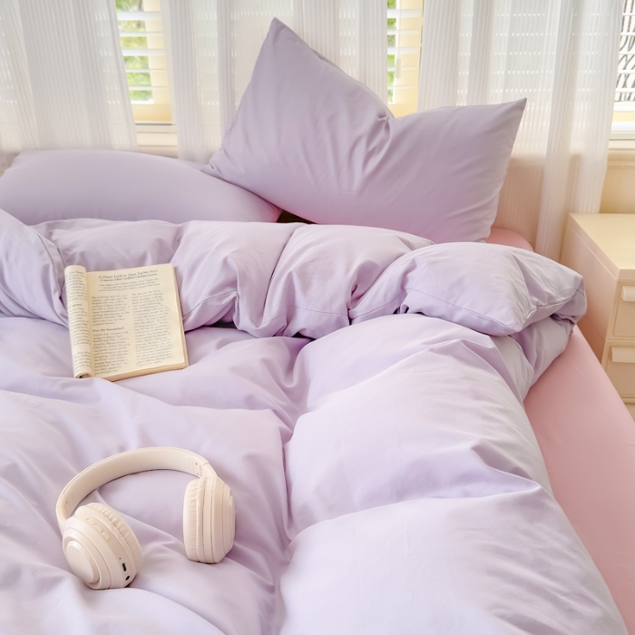 91家纺网 家纺一手货源 找家纺 （总）2026高端轻奢简约100%新疆100支长绒棉纯色双拼全棉纯棉磨毛四件套素色学生宿舍全棉纯棉单被套床单床笠单品