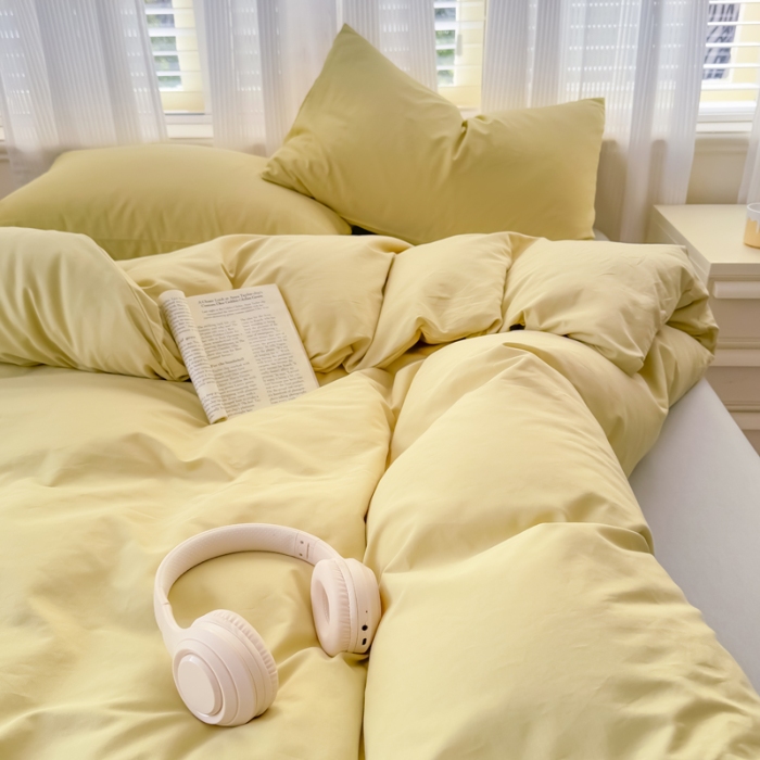 91家纺网 家纺一手货源 找家纺 （总）2026高端轻奢简约100%新疆100支长绒棉纯色双拼全棉纯棉磨毛四件套素色学生宿舍全棉纯棉单被套床单床笠单品