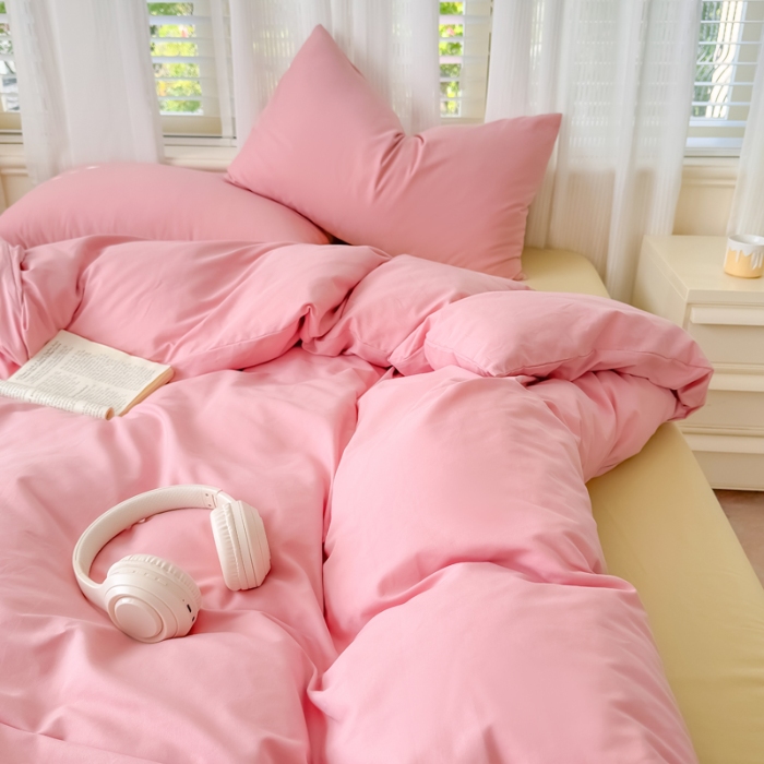 91家纺网 家纺一手货源 找家纺 （总）2026高端轻奢简约100%新疆100支长绒棉纯色双拼全棉纯棉磨毛四件套素色学生宿舍全棉纯棉单被套床单床笠单品