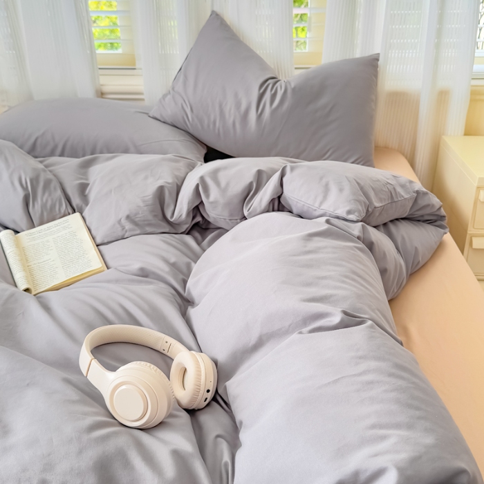 91家纺网 家纺一手货源 找家纺 （总）2026高端轻奢简约100%新疆100支长绒棉纯色双拼全棉纯棉磨毛四件套素色学生宿舍全棉纯棉单被套床单床笠单品