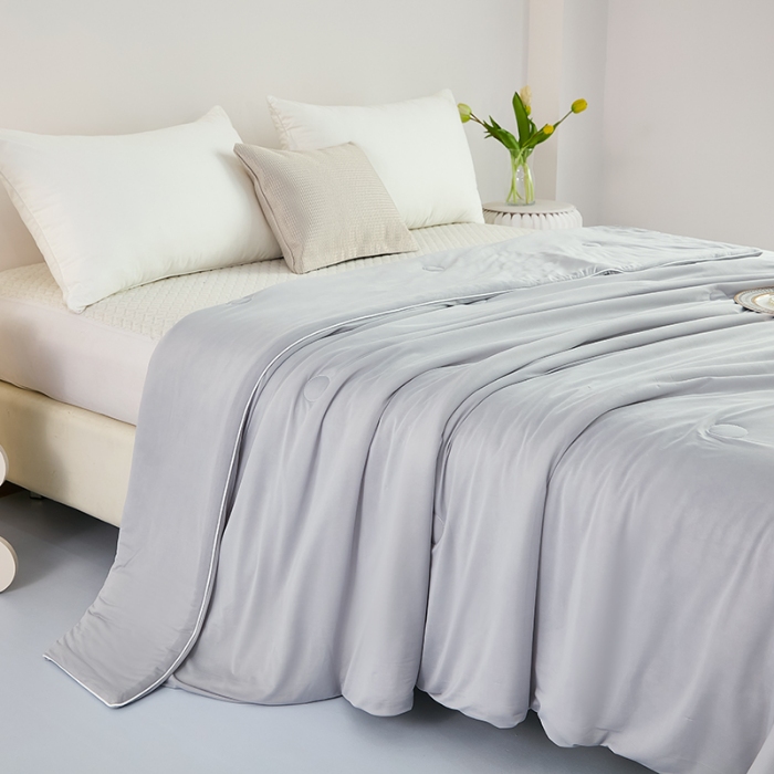 91家纺网 家纺一手货源 找家纺 2026延遥新款氨纶凉感天丝夏被夏凉被空调被 冰川灰