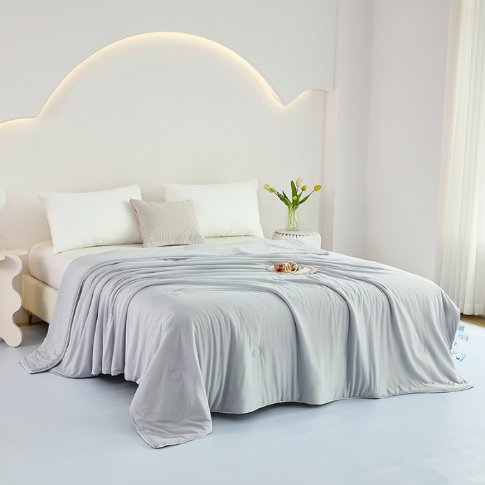 91家纺网 家纺一手货源 找家纺 2026延遥新款氨纶凉感天丝夏被夏凉被空调被 冰川灰