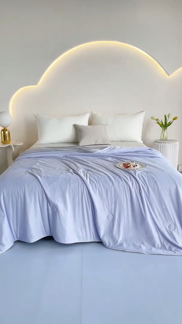 91家纺网 家纺一手货源 找家纺 2026延遥新款氨纶凉感天丝夏被夏凉被空调被 丁香紫