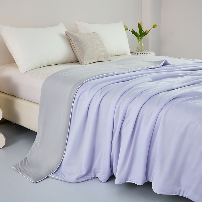 91家纺网 家纺一手货源 找家纺 2026延遥新款氨纶凉感天丝夏被夏凉被空调被 丁香紫