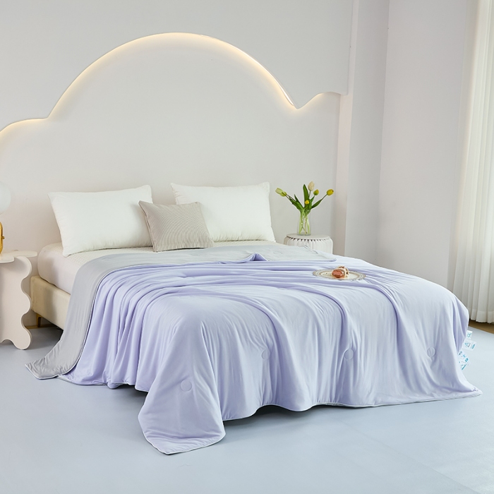 91家纺网 家纺一手货源 找家纺 2026延遥新款氨纶凉感天丝夏被夏凉被空调被 丁香紫