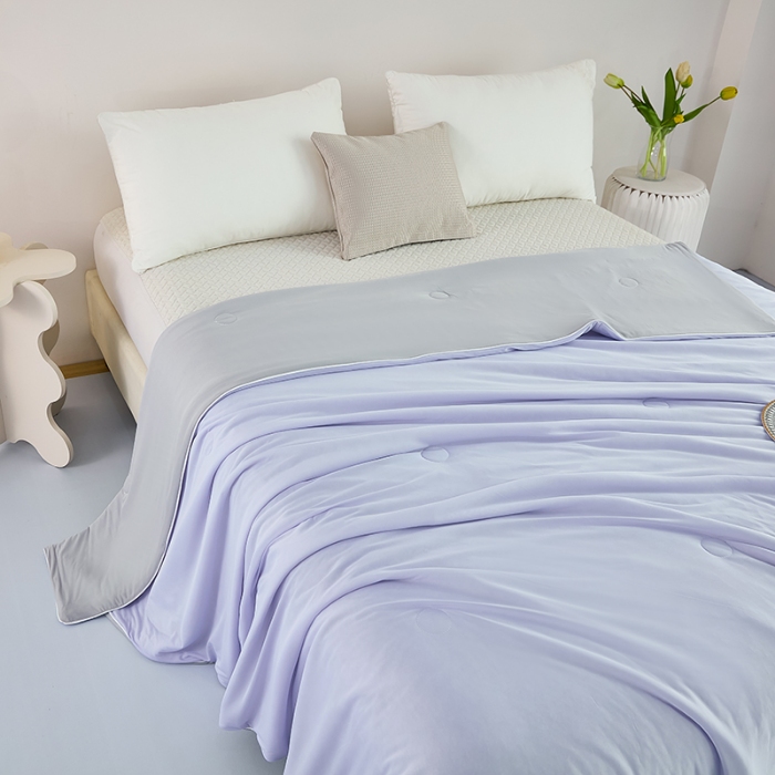 91家纺网 家纺一手货源 找家纺 2026延遥新款氨纶凉感天丝夏被夏凉被空调被 丁香紫