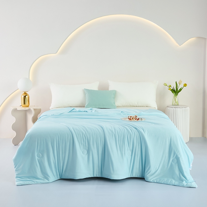 91家纺网 家纺一手货源 找家纺 2026延遥新款氨纶凉感天丝夏被夏凉被空调被 极光蓝