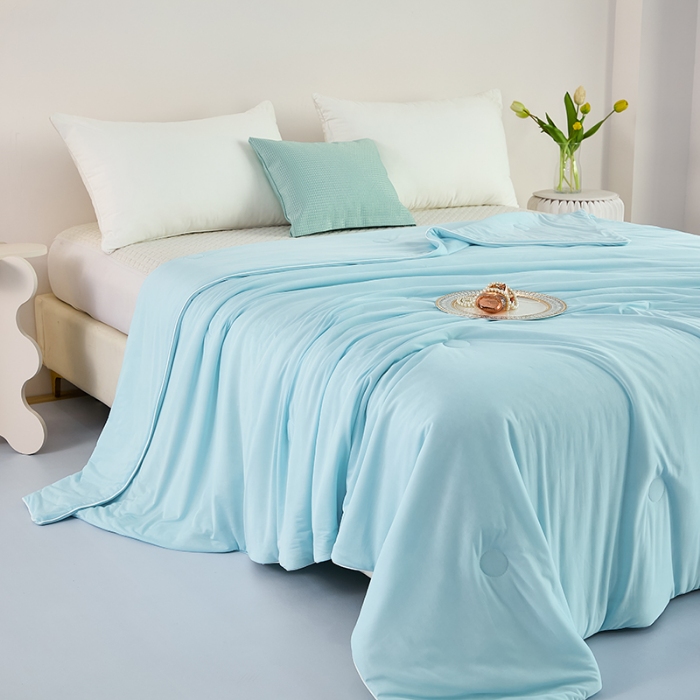 91家纺网 家纺一手货源 找家纺 2026延遥新款氨纶凉感天丝夏被夏凉被空调被 极光蓝