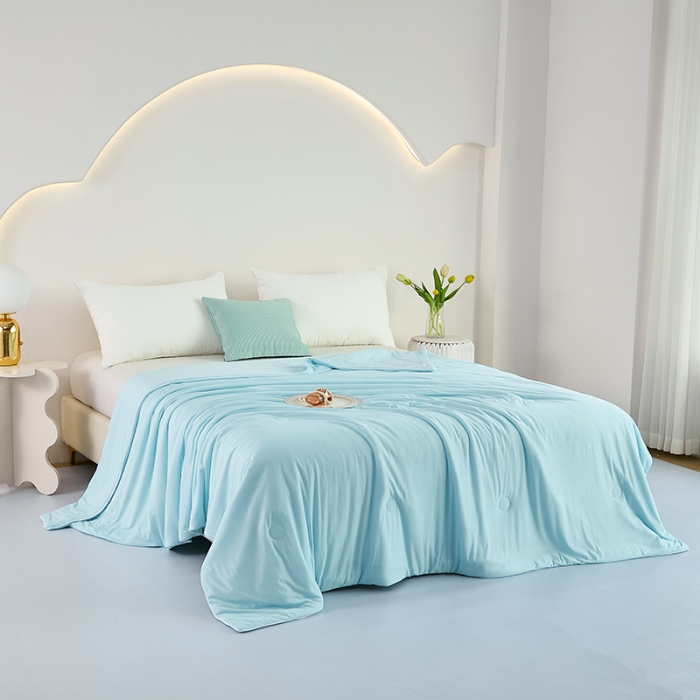 91家纺网 家纺一手货源 找家纺 2026延遥新款氨纶凉感天丝夏被夏凉被空调被 极光蓝