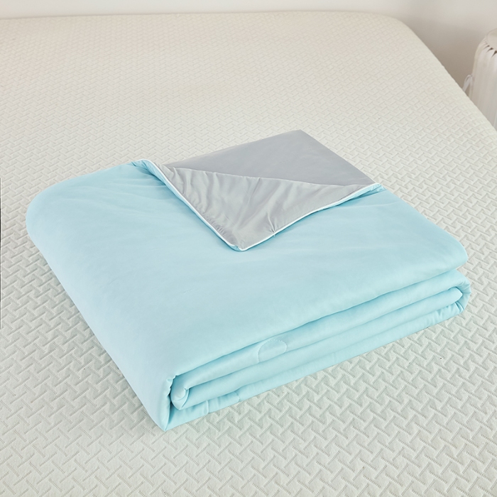 91家纺网 家纺一手货源 找家纺 2026延遥新款氨纶凉感天丝夏被夏凉被空调被 蓝拼灰