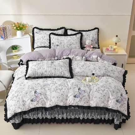 91家纺网 家纺一手货源 找家纺 （总）三友家纺 爆款韩版蕾丝花边床盖四件套（被套款 夏被款）