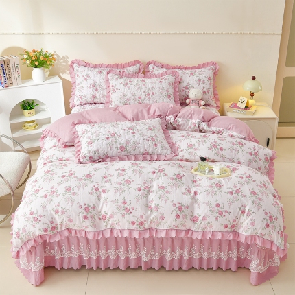 91家纺网 家纺一手货源 找家纺 （总）三友家纺 爆款韩版蕾丝花边床盖四件套（被套款 夏被款）