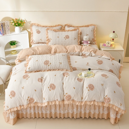 91家纺网 家纺一手货源 找家纺 （总）三友家纺 爆款韩版蕾丝花边床盖四件套（被套款 夏被款）