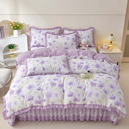 91家纺网 家纺一手货源 找家纺 （总）三友家纺 爆款韩版蕾丝花边床盖四件套（被套款 夏被款）