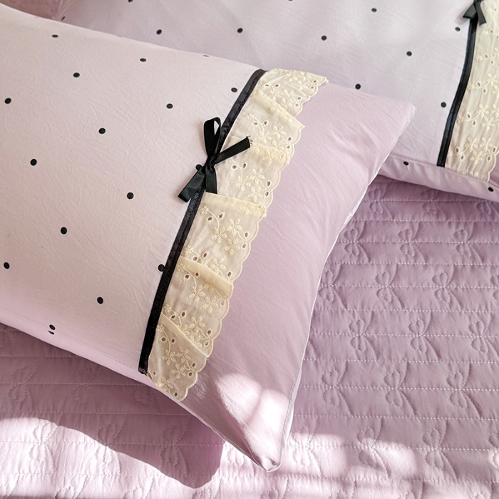 91家纺网 家纺一手货源 找家纺 漫布云家纺 2026新款春夏古法水洗棉床盖款四件套-波点系列 波点-星云紫