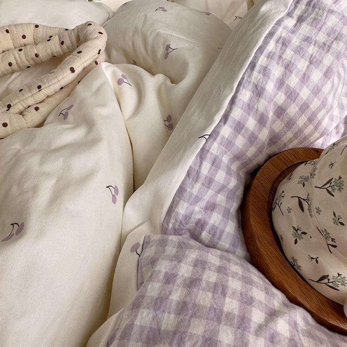 91家纺网 家纺一手货源 找家纺 （总）艾咪-Amy ntmy 2026新款法式花边全棉四件套-樱桃小格