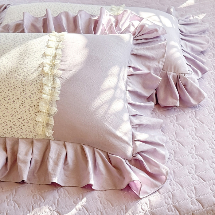 91家纺网 家纺一手货源 找家纺 漫布云家纺 2026春夏新款超柔云朵棉床盖款四件套-花甜梦系列 花甜梦-香芋紫  