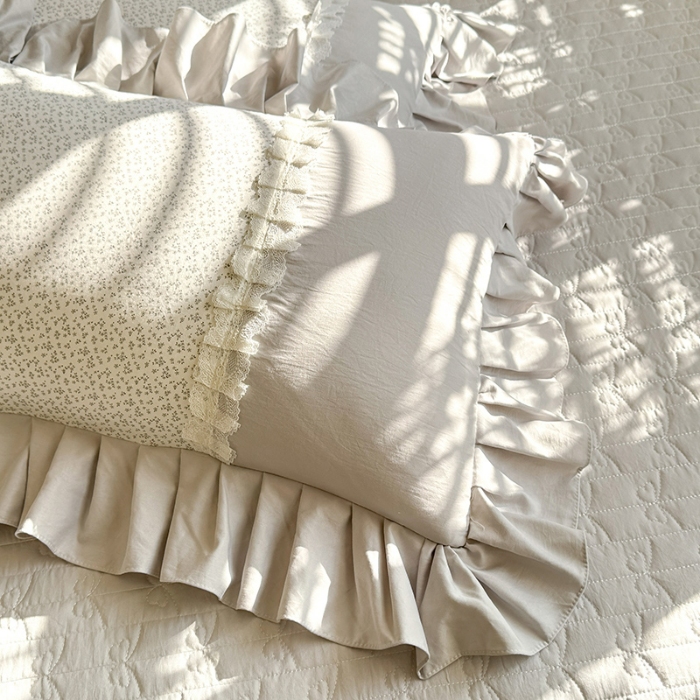 91家纺网 家纺一手货源 找家纺 漫布云家纺 2026春夏新款超柔云朵棉床盖款四件套-花甜梦系列 花甜梦-雅致灰 