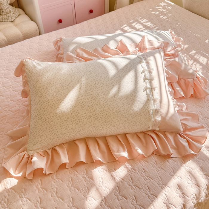 91家纺网 家纺一手货源 找家纺 漫布云家纺 2026春夏新款超柔云朵棉床盖款四件套-花甜梦系列 花甜梦-樱花粉