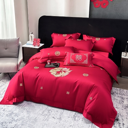 91家纺网 家纺一手货源 找家纺 （总）星蕴家纺 2026新款高档全棉婚庆四件套