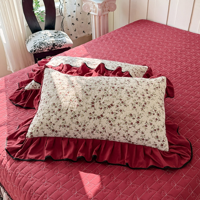 91家纺网 家纺一手货源 找家纺 苏米娜家纺 2026春夏新款超柔云朵棉古法水洗棉床盖款四件套--赫本风系列  梨花落 