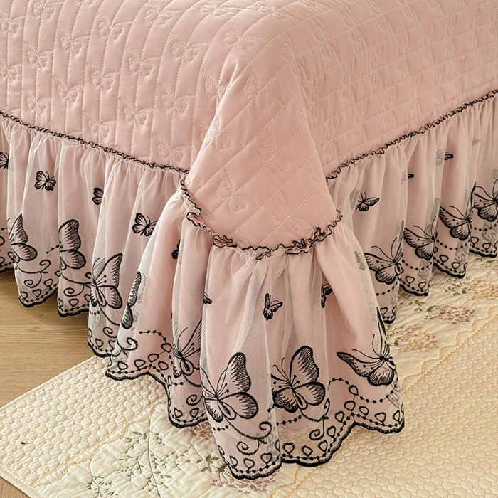 91家纺网 家纺一手货源 找家纺 苏米娜家纺 2026春夏新款超柔云朵棉古法水洗棉床盖款四件套--赫本风系列 落日甜茶