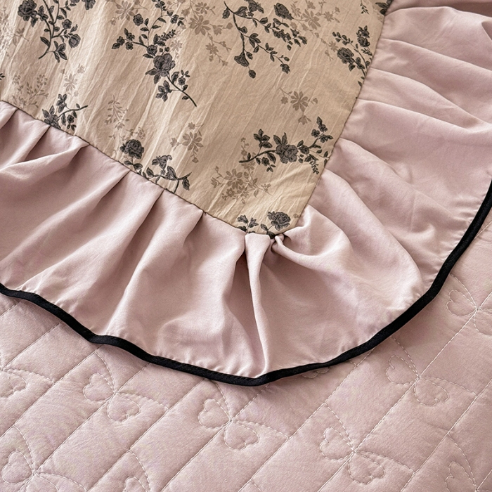 91家纺网 家纺一手货源 找家纺 苏米娜家纺 2026春夏新款超柔云朵棉古法水洗棉床盖款四件套--赫本风系列 橘子花开